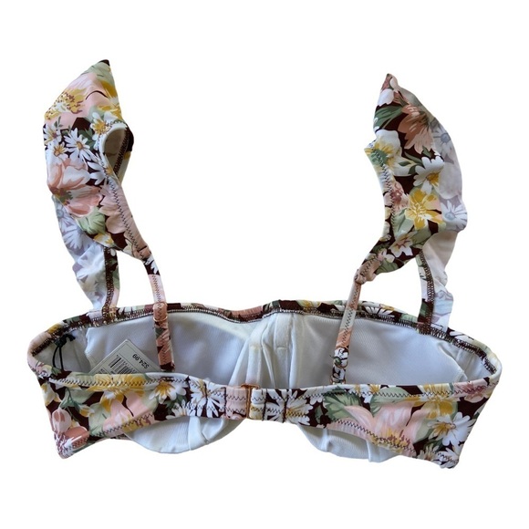 Shade & Shore Women’s Floral Ruffle Bralette Bikini Top Size 34C NWT - Picture 4 of 15